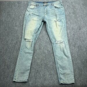 Serenade Jeans Mens 40 (39x32) Blue Distressed‎ Light Wash Denim